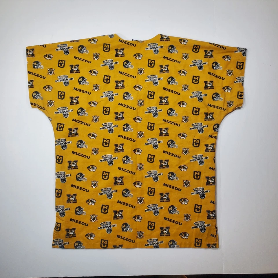 DUDZ University Of Missouri Mizzou Women’s Size M Gold Nurse Medical Scrub Top - Image 2 of 4