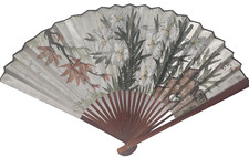 Vintage Large Asian Chinese Fan Floral Folding Traditional Decorative Art