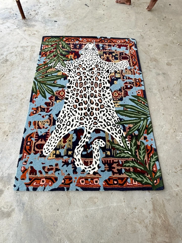 Alfombra acolchada de leopardo 8x10, alfombra moderna de lana suave Foto 4 de 4