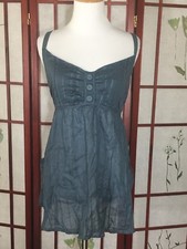 Womens Blue Blouse Sheer V-Kneck Empire Waist Boho Hippie Pockets SZ XXL