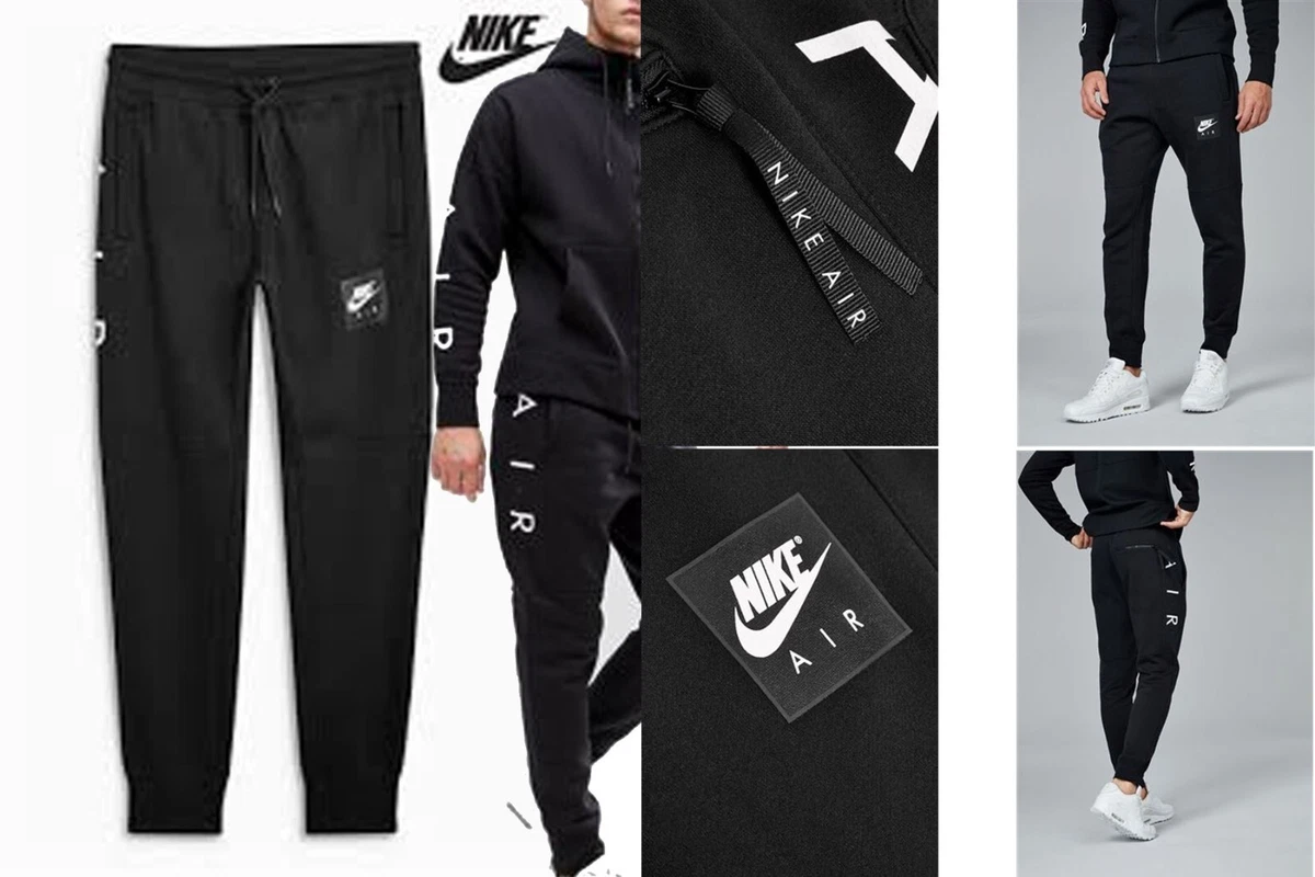 Nike Air Men's Slim Tracksuit Hoodie u0026 Jogger Fleece Brush Top u0026 Bottoms  Black | eBay