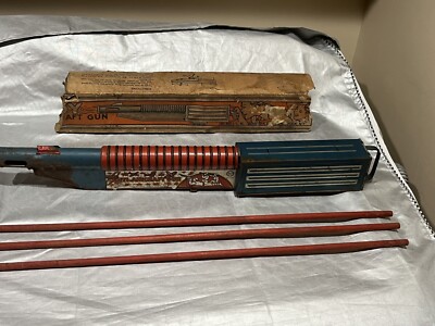 Vintage Louis Marx Tin Lithograph Anti-Aircraft Machine Gun Wind-up Toy USA