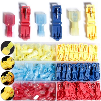 240PCS Quick Splice T-Tap Insulated Crimp Terminals Kit Wire Spade Connector