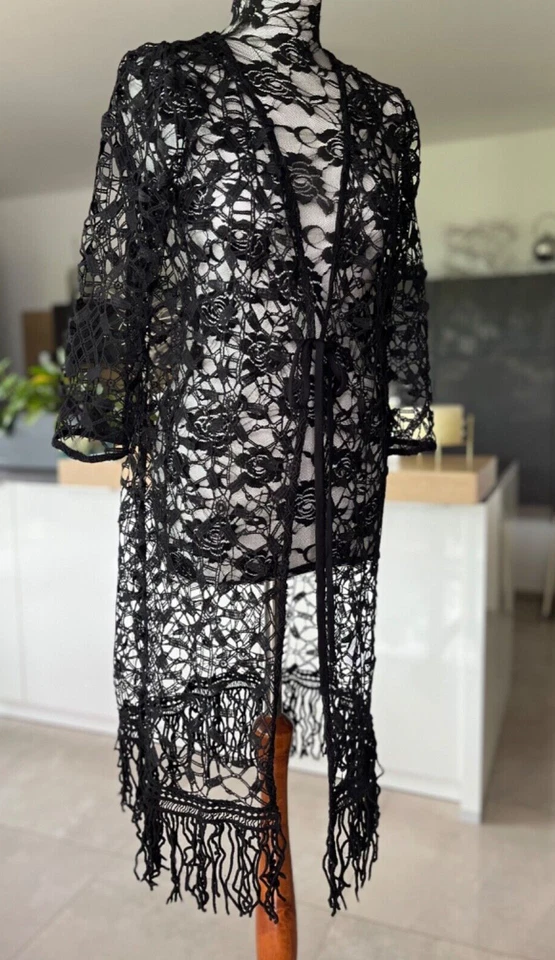NEU! HEINE Kimono Bademantel Strandmantel Spitzen Cover Up Wickel Mantel Witt - Bild 4 von 4