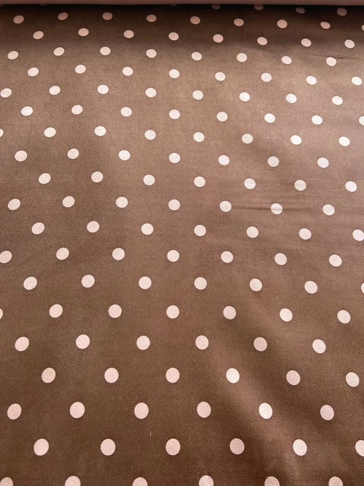 Brown with Pink Polka Dot Faux Suede Fabric BY THE YARD Newport Textiles - Image 4 of 4