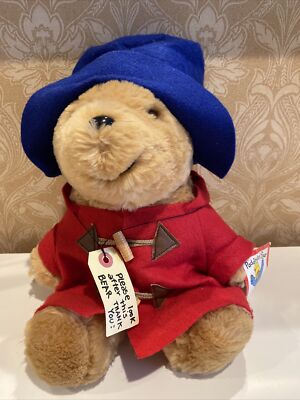 Peluche ours en peluche EDEN PADDINGTON chapeau bleu manteau rouge