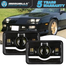 2Pcs 4x6" LED Square Headlights DRL High Low Beam For Chevrolet Camaro Cavalier