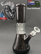 8" Inch Glass Hookah Water Pipe Bong Black + 5 FREE Screens