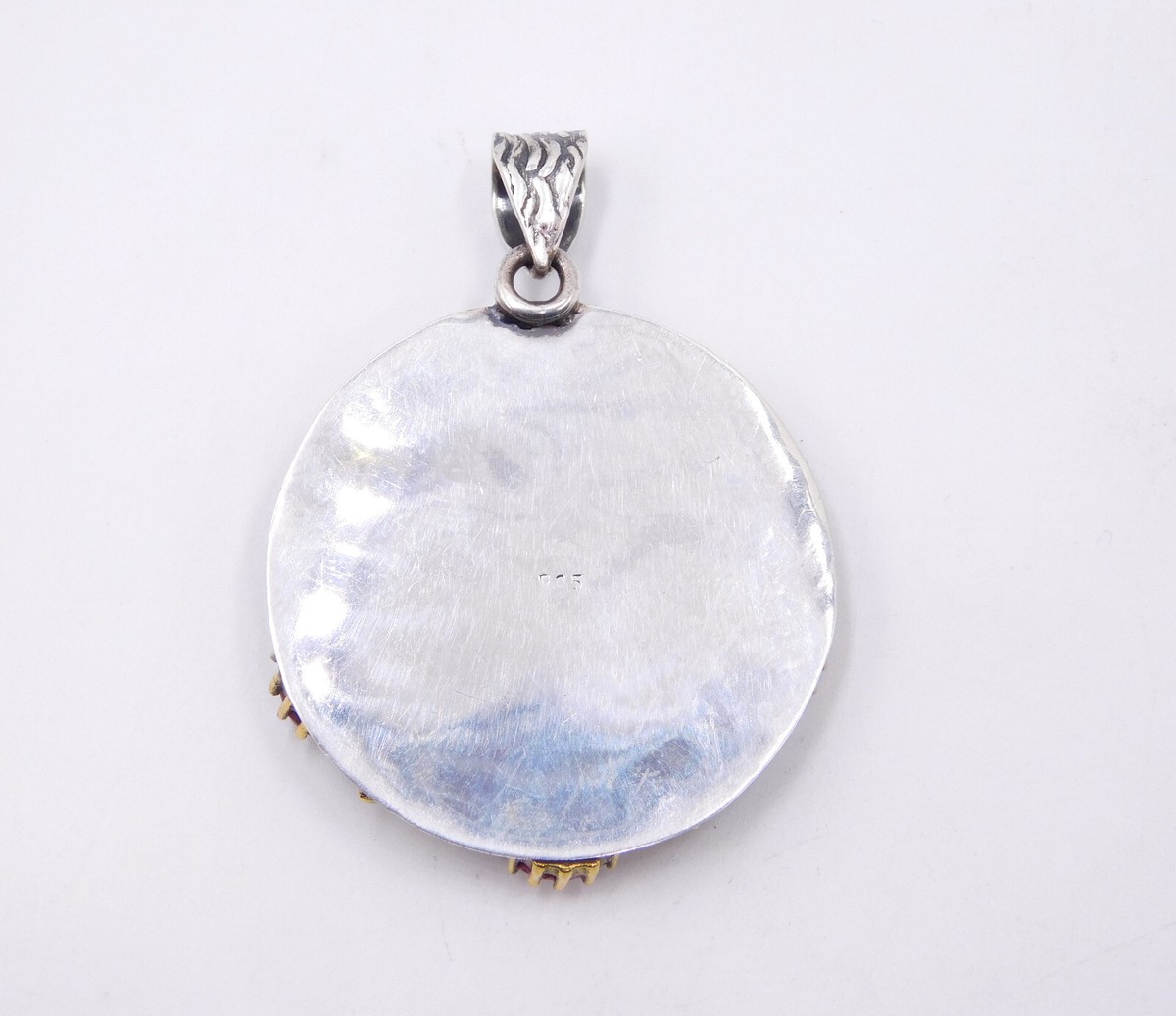 Gm 925 Sterling Silver multi Stone Handmade Two Tone Pendant Size