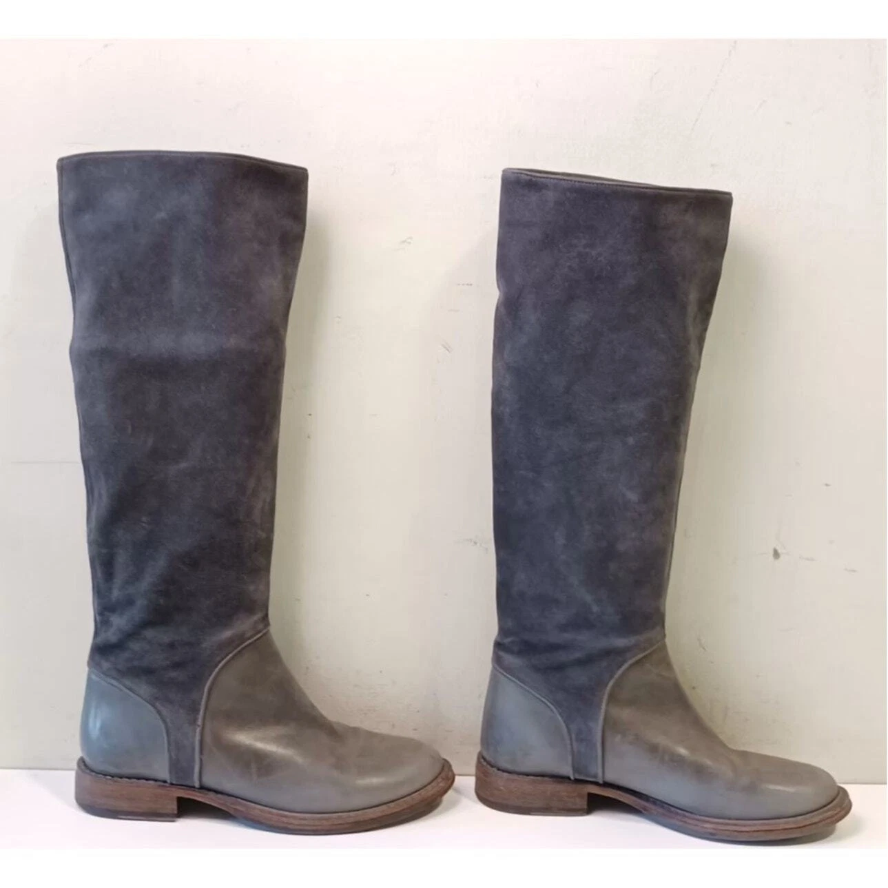 Brunello Cucinelli — Brunello Cucinelli Grey Suede Riding Boots Sz. 37IT (US 7)