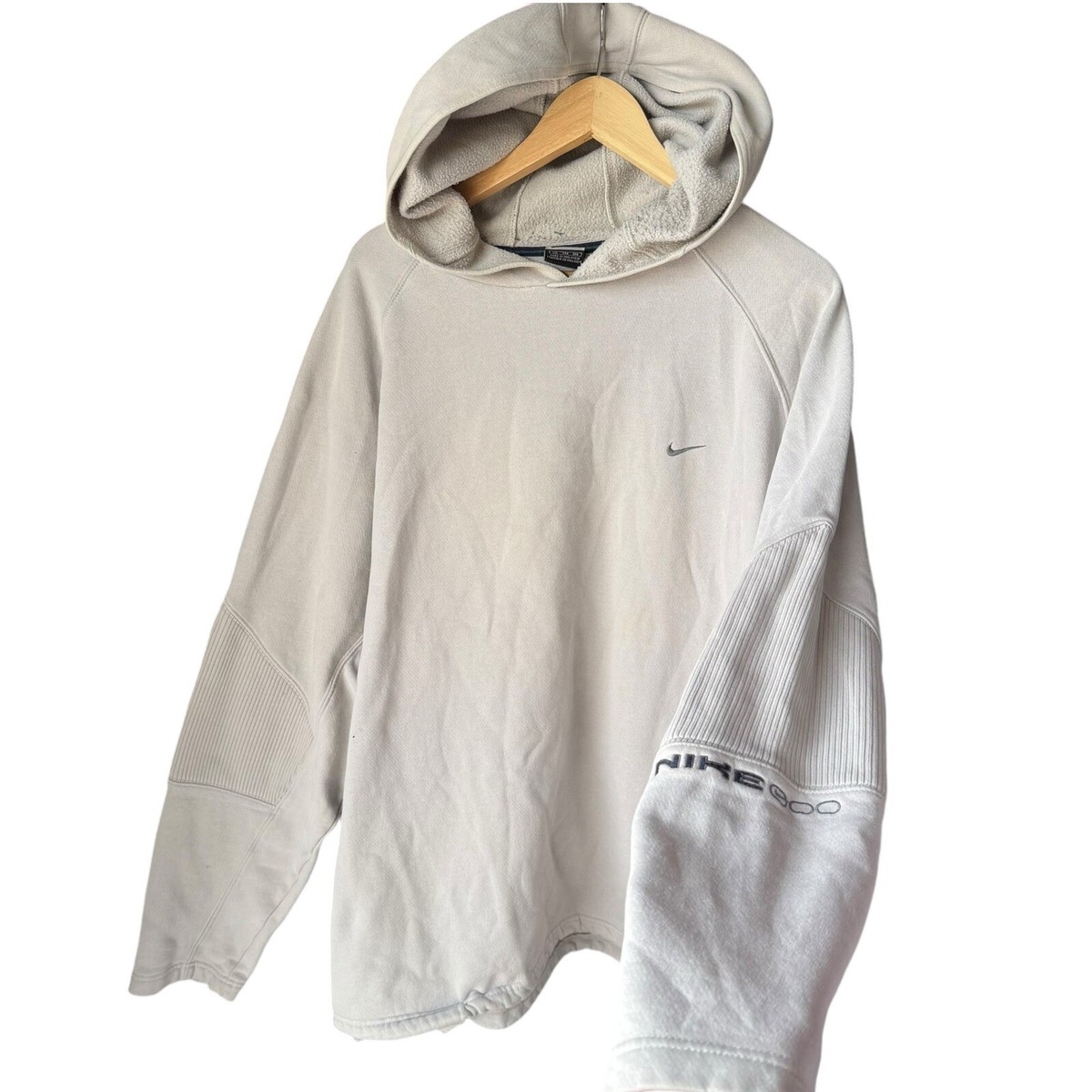 Early 2000s Nike Oversized Cream Spellout Hoodie Vintage Earth