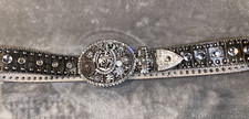 NOCONA WOMENS BLACK LEATHER MEDIUM STUDDED RHINESTONE WESTERN BELT 34-36