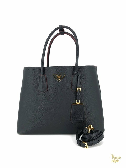 prada black and red bag