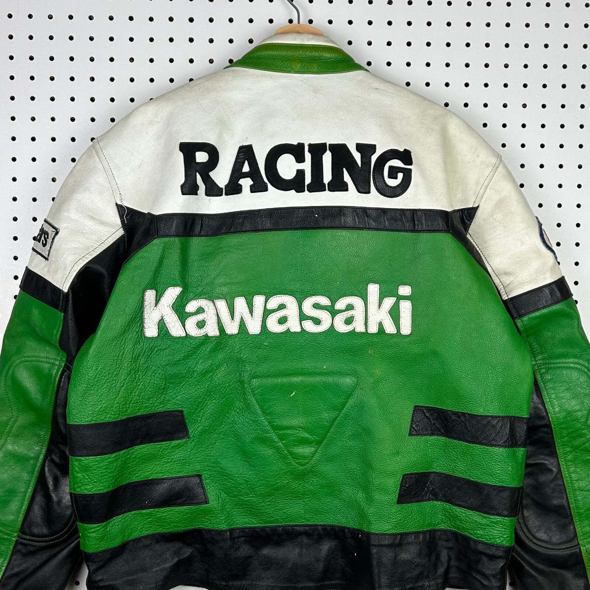 Vintage Kawasaki Leather Motorcycle Jacket Sz XL Green Black Vintage Kawasaki Leather Motorcycle Jacket Sz XL Green Black