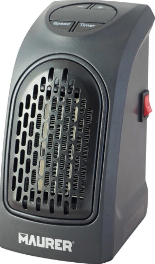 MAUER TERMOVENTILATORE STUFA ARIA CALDA 400 W TIMER A PARETE COLORE NERO 51214 - Immagine 2 di 4