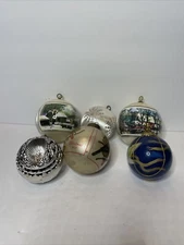 Lot Of 6 Various Vintage Christmas Ornaments Balls