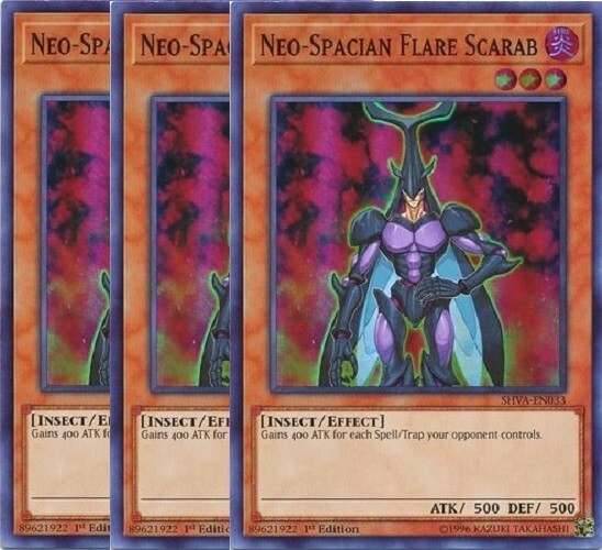 Yugioh - Neo-Spacian Flare Scarab x 3 - 1st Super Rare NM - Free