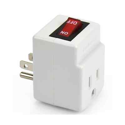3-Prong Power Adapter Single Port Built-in On/ Off Switch Red Light Indicator