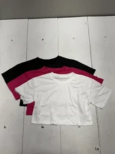 Shein 3 Pack Red White Black Cropped Short Sleeve T shirt Womens Size Small