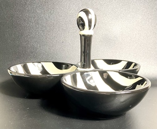 Little River Gift Black White Zebra Design Glass Triple Connected Serving Trays - Picture 3 of 15