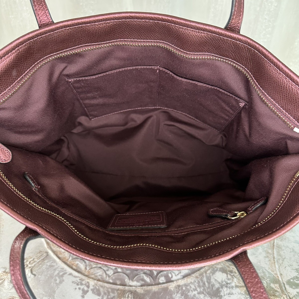 COACH ZIP TOTE IN METALLIC CROSSGRAIN LEATHER F37153 IM/METALLIC 