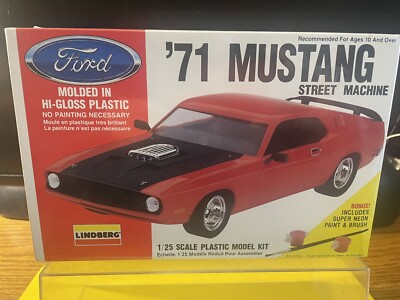 1971 FORD MUSTANG STREET MACHINE 1/25 LINDBERG MODEL KIT NIB DIST. 91 RARE HTF