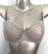 Victoria's Secret Bra Dream Angels Silver Bells Flocked Dot Unlined Balconette 