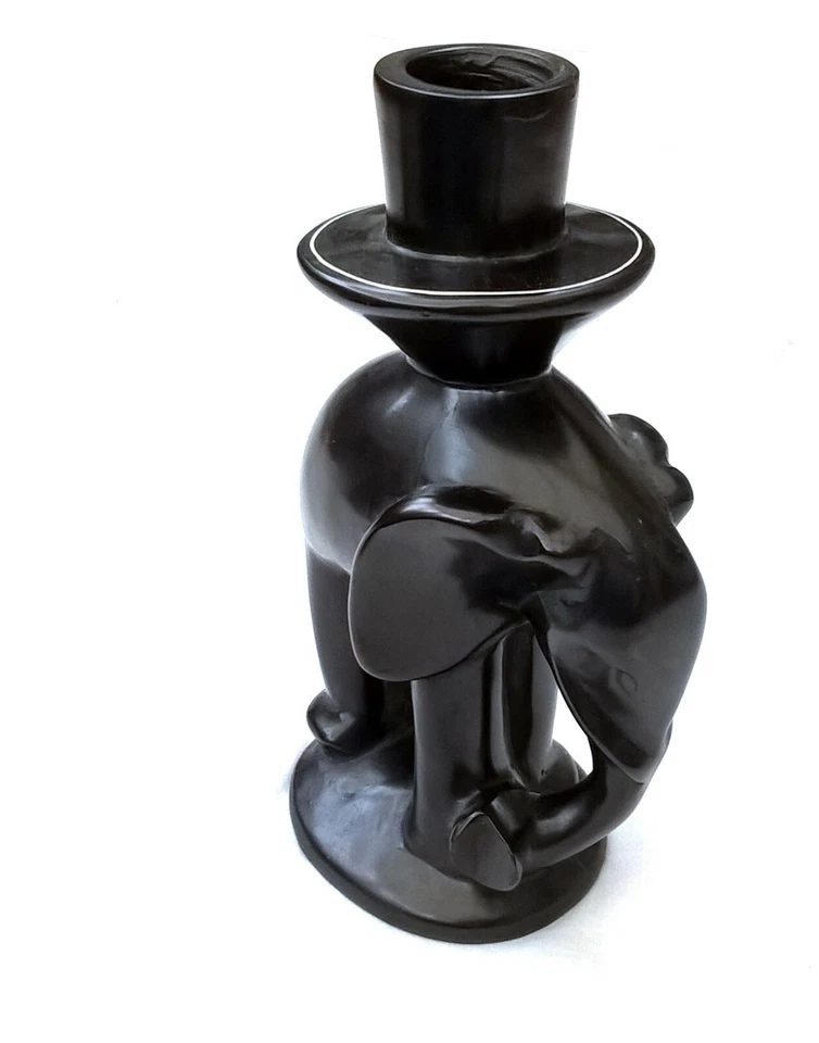 Elephant Shaped Single Chunky Candle Holder Hand-Carved Painted 10 Inches High - Image 2 of 4