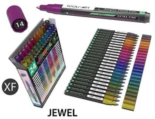 24 Jewel Dark Tones Acrylic Paint Pens Markers Set (0.7mm Extra Fine)