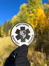 Porsche Emotional Support Vehicle Decal, Back Adhesive, Vinyl Car Sticker
