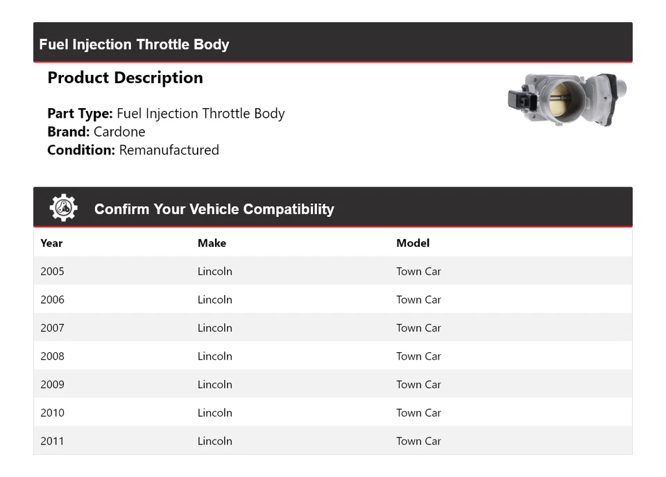 Корпус дроссельной заслонки впрыска топлива для Lincoln Town Car 2005-2011 годов выпуска Cardone 2006 2007 - Изображение 2 из 4