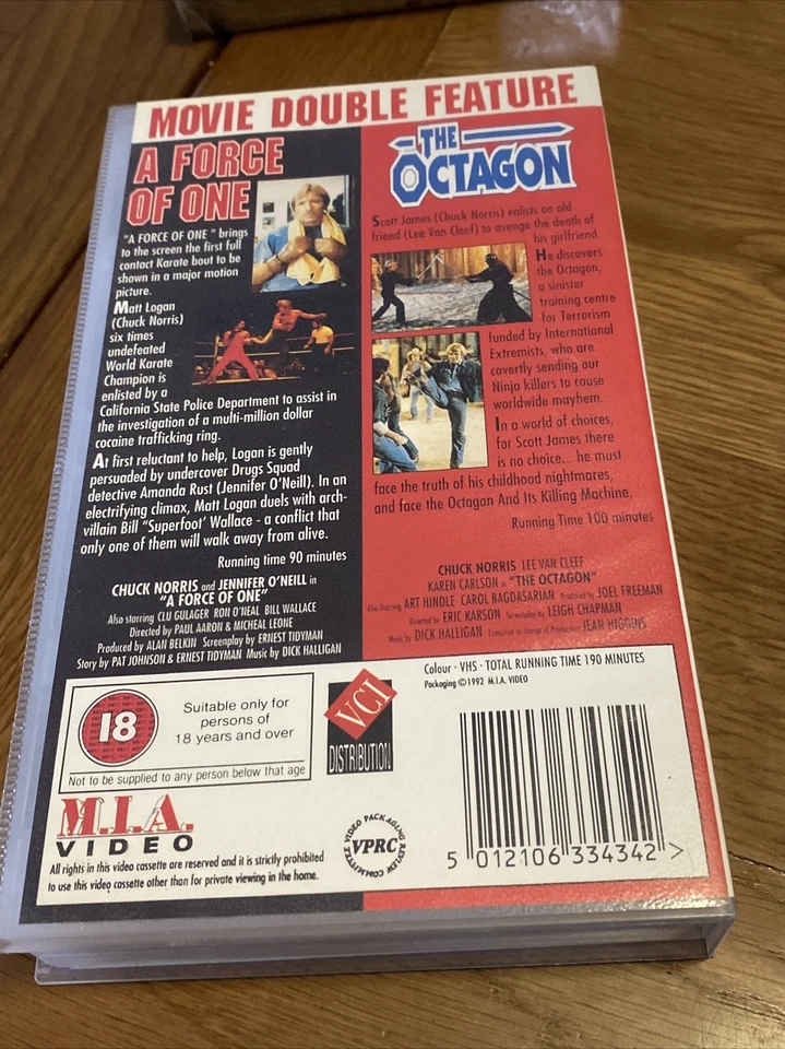 The Force Of One / The Octagon CHUCK NORRIS DOUBLE FEATURE UK Pal Vhs Video - image 3 of 4