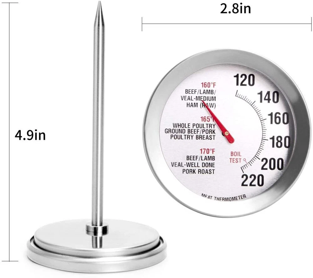 Defull Meat Thermometer Extra Large Dial 2.8''Probe Cooking Poultry Roasting BBQ