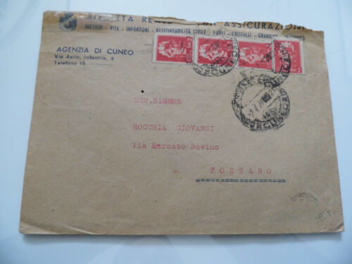 Busta Viaggiata "SOCIETA' REALE MUTUA ASSICURAZIONI Ag. di CUNEO" 1937 - Picture 1 of 1