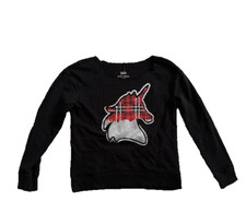 JUSTICE Girl's Fleece Black Sweatshirt w Flip Sequins Unicorn Size 18 Plus NEW
