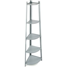 5 Level Corner Ladder Shelf Bookcase Display Bookshelf Unit White Grey Shelving