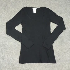 Lutz Patmos Top Womens Medium M Black Pullover Silk Blend Ribbed Career Modern