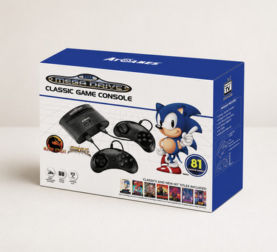 AtGames Sega Genesis Mega Drive with Classic Console Black 81 Games Built-in