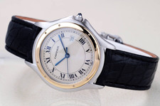 Cartier Panthere Couger Silver Roman Index Watch Wristwatch Quartz LM Men's 33mm