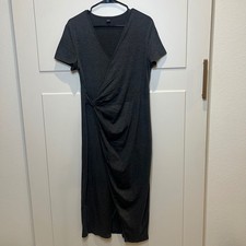 Shein Women's Gray Midi Dress Short Sleeve Knot Front Casual XL Chic