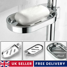 Silver Soap Dish for Shower Riser Rail Adjustable Slide Soap Holder Tray Gadget