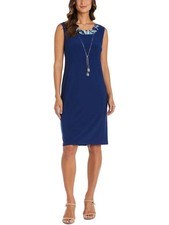 R&M RICHARDS WOMAN Womens Navy Sleeveless Shift Dress Plus 22W