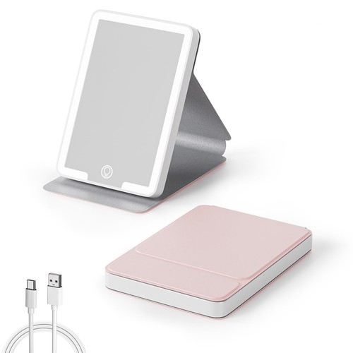 Tiny Travel Compact Mirror, 4.6"*2.9" Portable LED Lighted Makeup Mirror, 3 C...