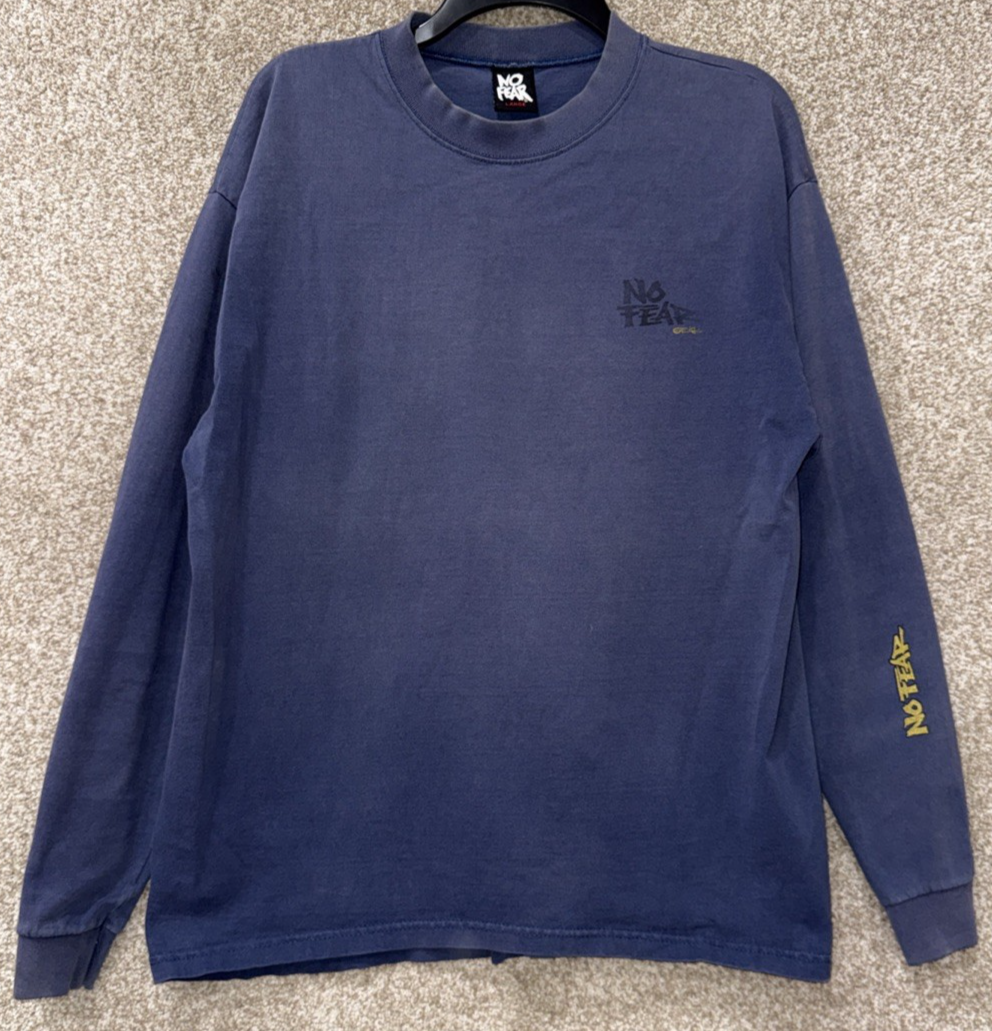 Vintage 90s No Fear Long Sleeve T-Shirt Mens Size Large USA Double