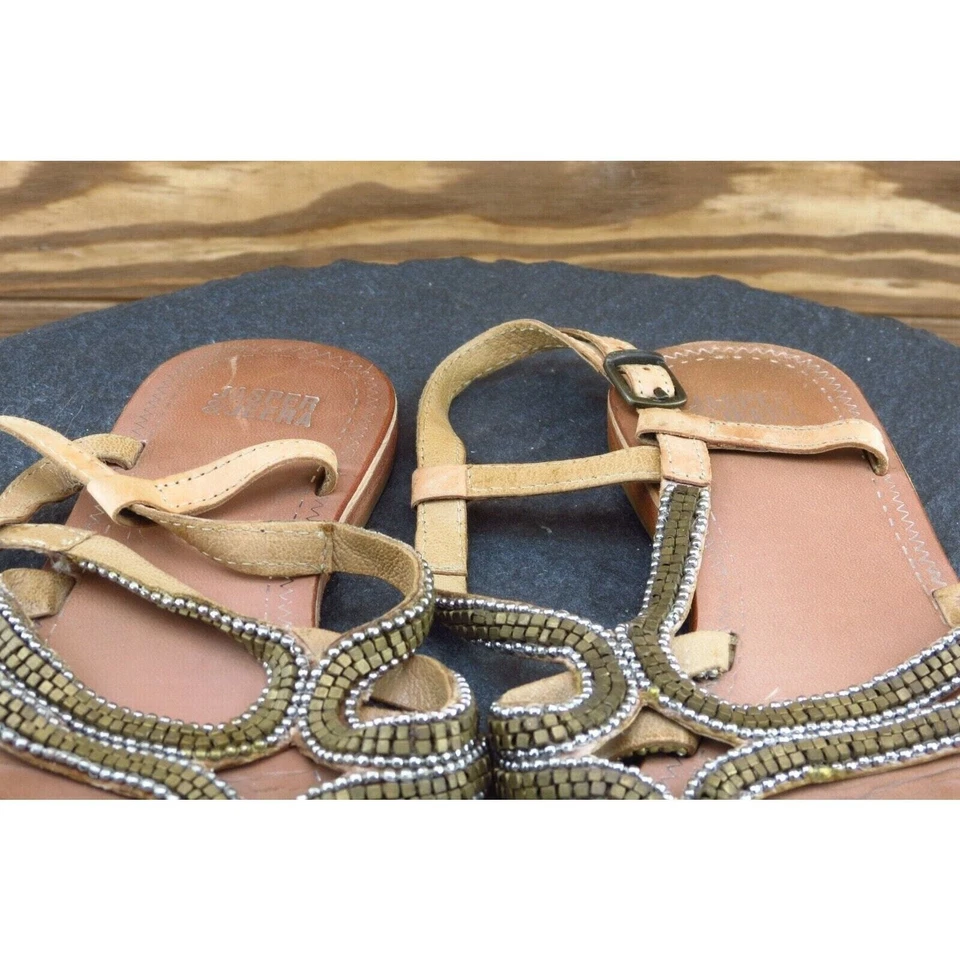 Sandalias informales Jasper & Jeera para mujer 7M de cuero marrón con tiras Foto 3 de 4