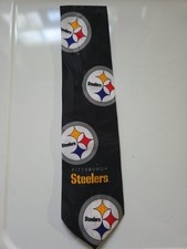 Vintage 1993 Ralph Marlin NFL Pittsburgh Steelers Logo Black Neck Tie USA