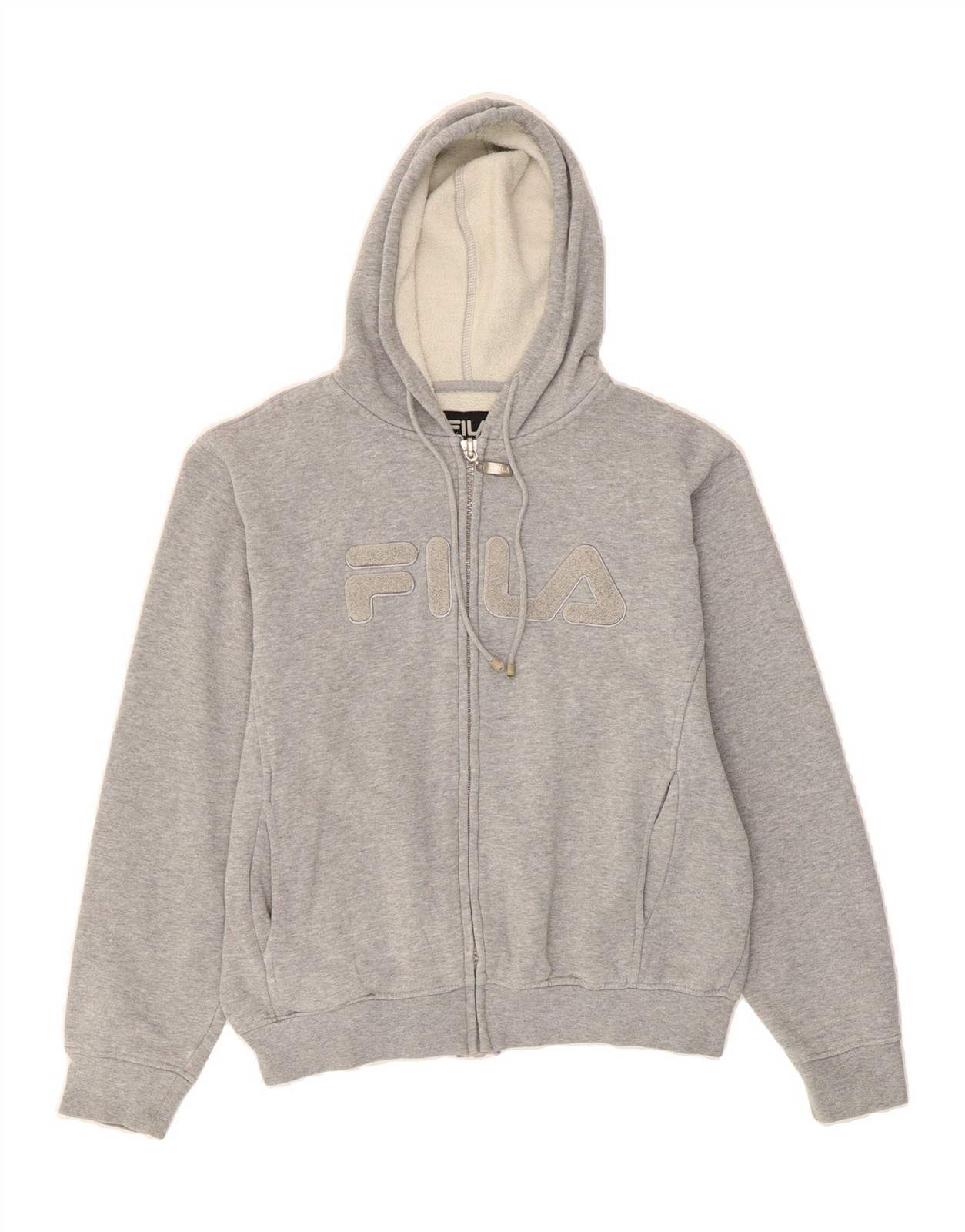 FILA Felpa Uomo Grafica con Cappuccio e Zip Piccola Grigio Cotone TB04