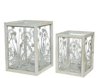 Laterne Gartenlaterne Kerzenhalter Windlicht Eisen Weiß LäNge 25Cm HöHe33,5Cm