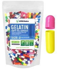 Size 2 Multi Color Empty Vegan Capsules Kosher Pill Vegetable Veggie Veg Caps 