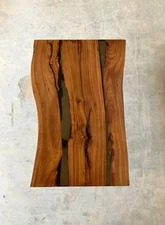 24x18" Live Edge Acacia Wood & Subtle Grey/Bronze Epoxy Resin Tabletop